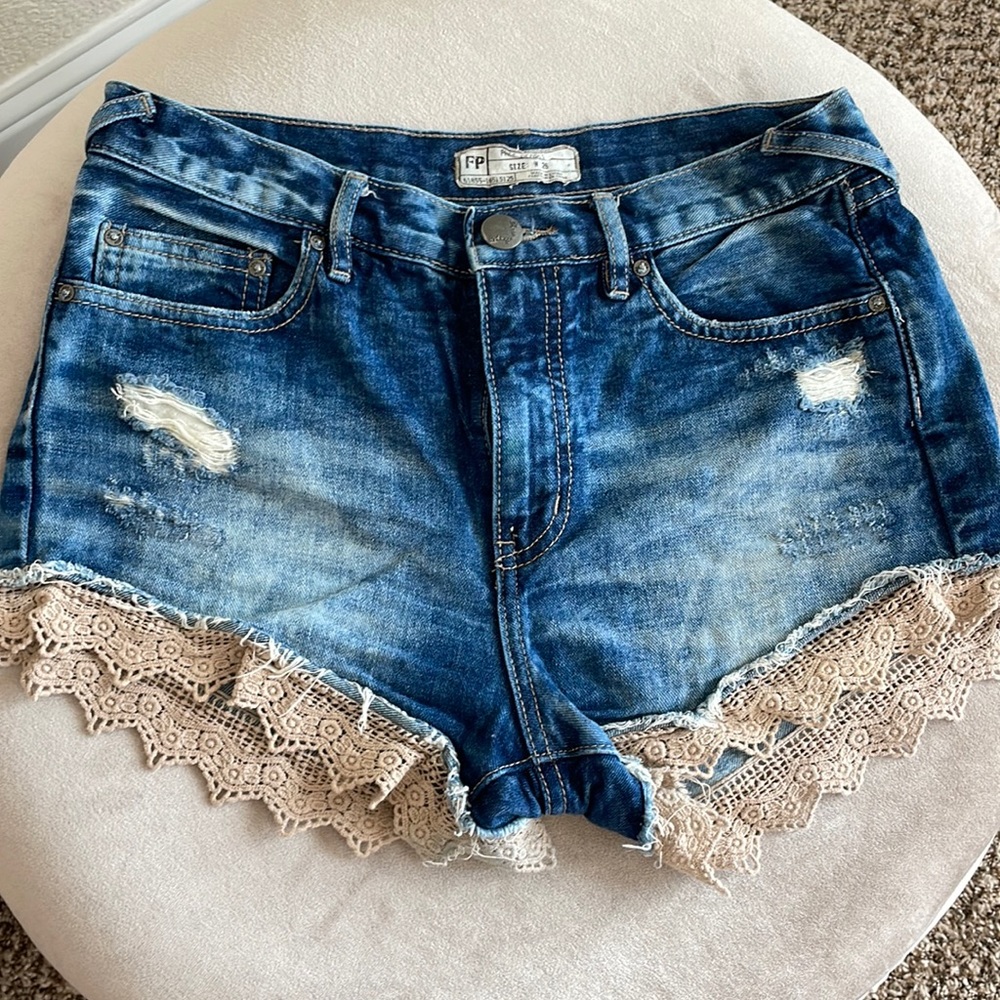 Free People high waisted jean shorts